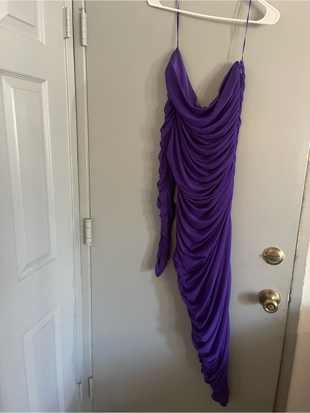 Fashion Nova Violet Asymmetrical Drape Slip Dress